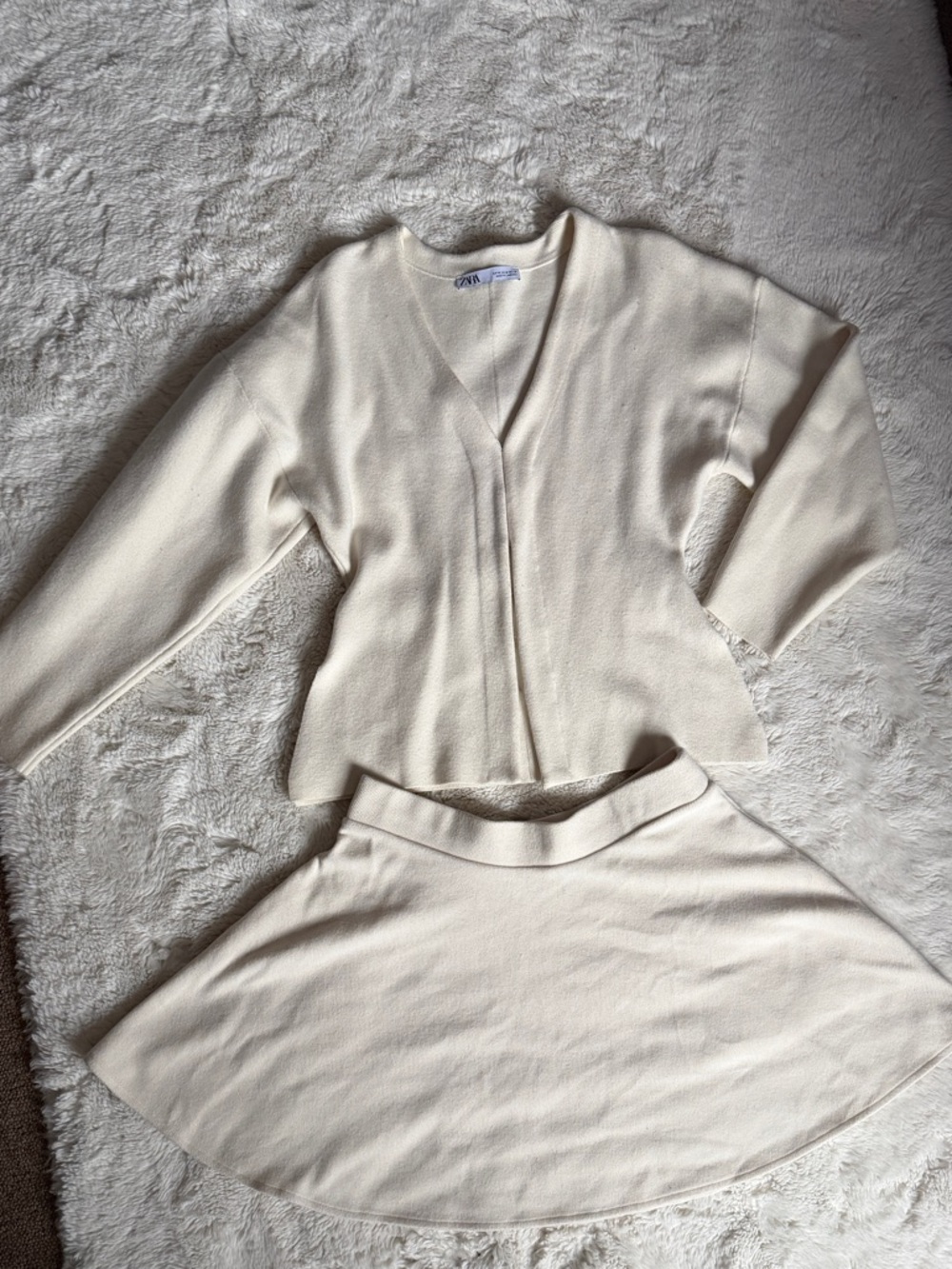 Zara Cream Knit Skirt Set